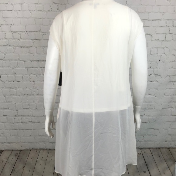 1X 3X Alfani Ivory Split Front Sheer Overlay Top Plus Size - Picture 3 of 6